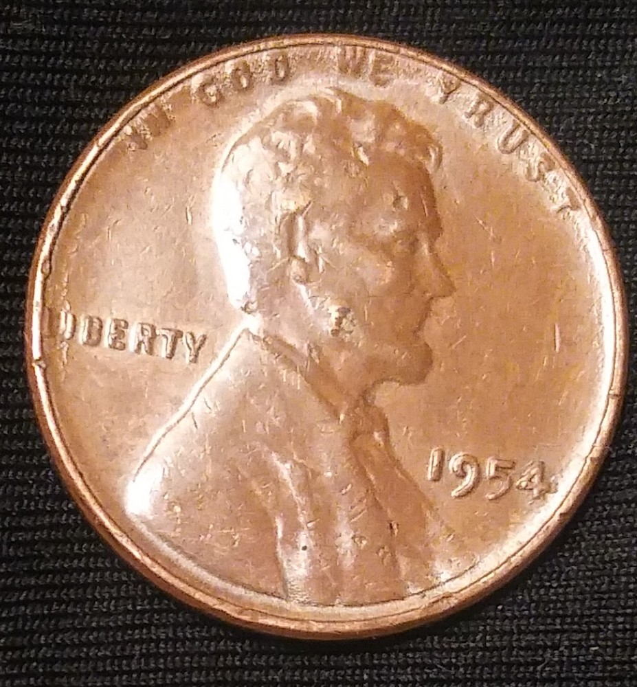 1954-P-Wheat-Cent.-I-Was-Wondering-If-The-Top-Of-The-Coin-Is-Doubled-Or-Just-From-A-Grease-Error?