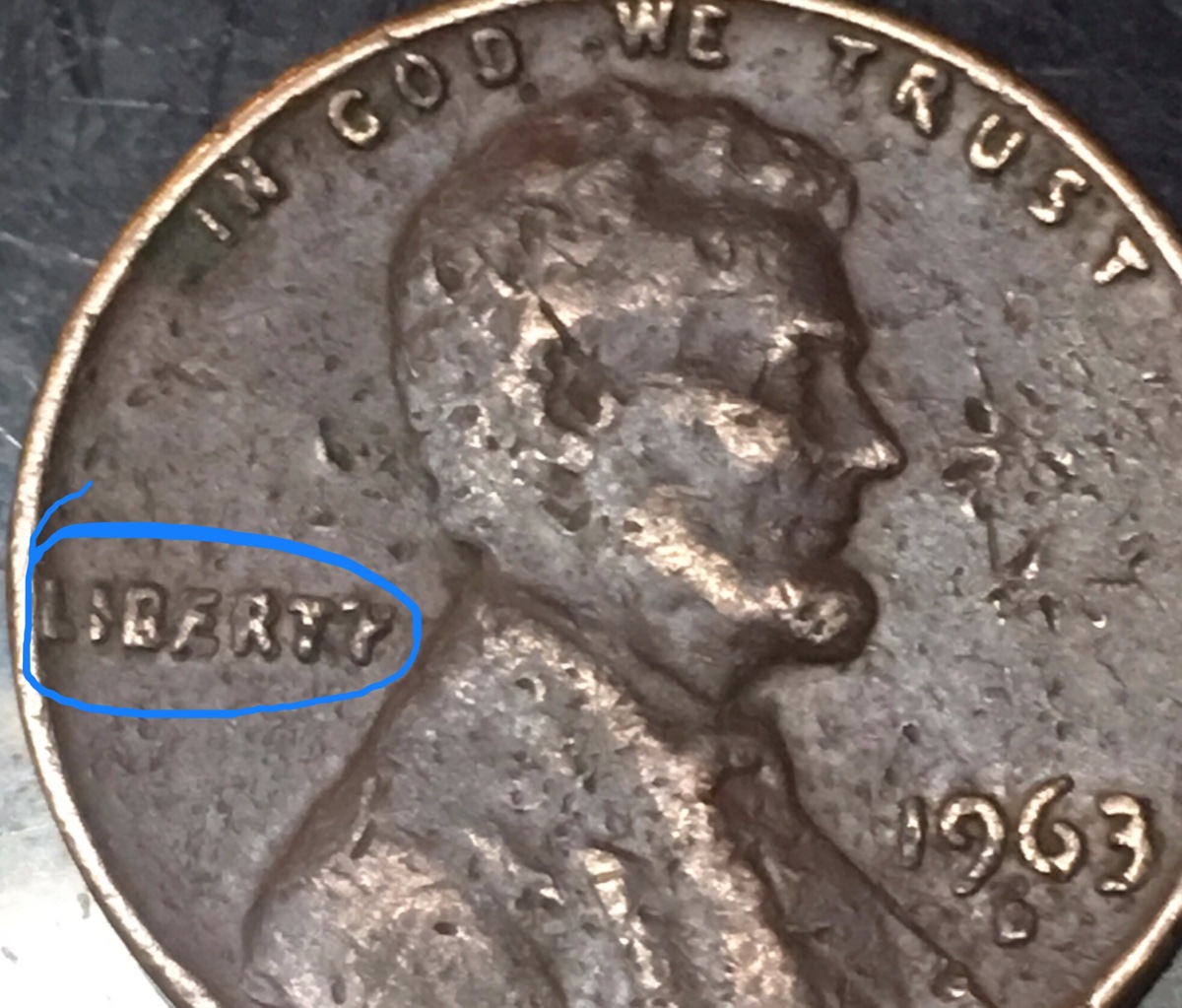 Strange-Color-On-This-1963-D-Penny