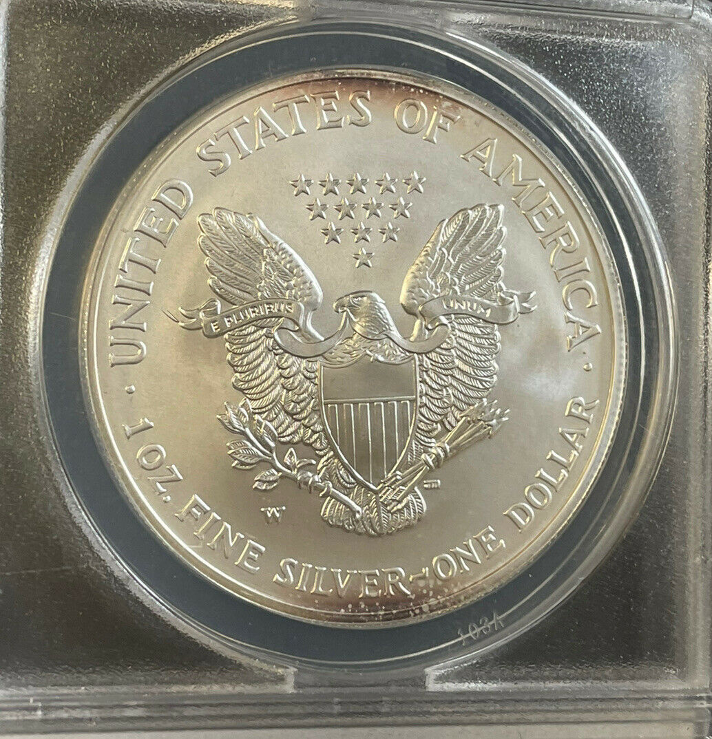 2008-W-Burnished-Silver-American-Eagle-With-2007--Reverse-Die-Design