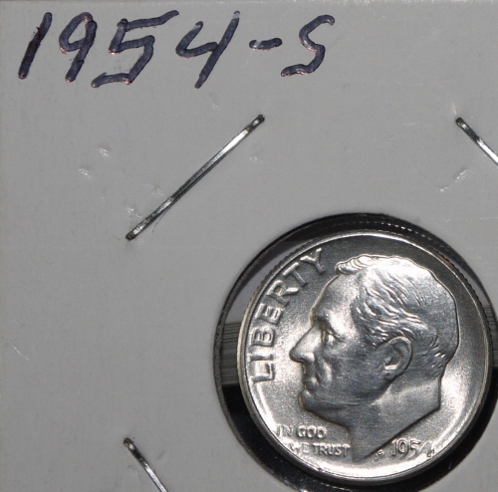1954-S-Roosevelt-Dime,-Flattened-4-And-Lower-Part-Of-The-5