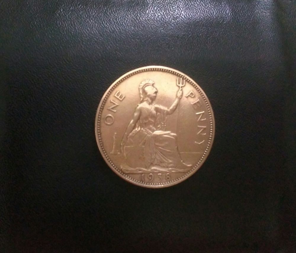 British-One-Penny-1938-With-Mark-And-DD-Or-MDd?