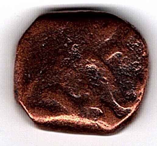 Square-Copper-Coin,-Maybe-Mughal-Empire,-1400's