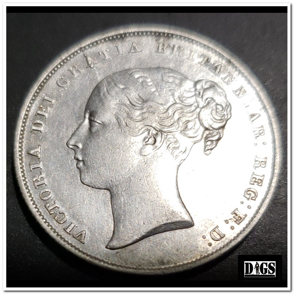 1849-Shilling-With-Nice-Die-Crack-On-A