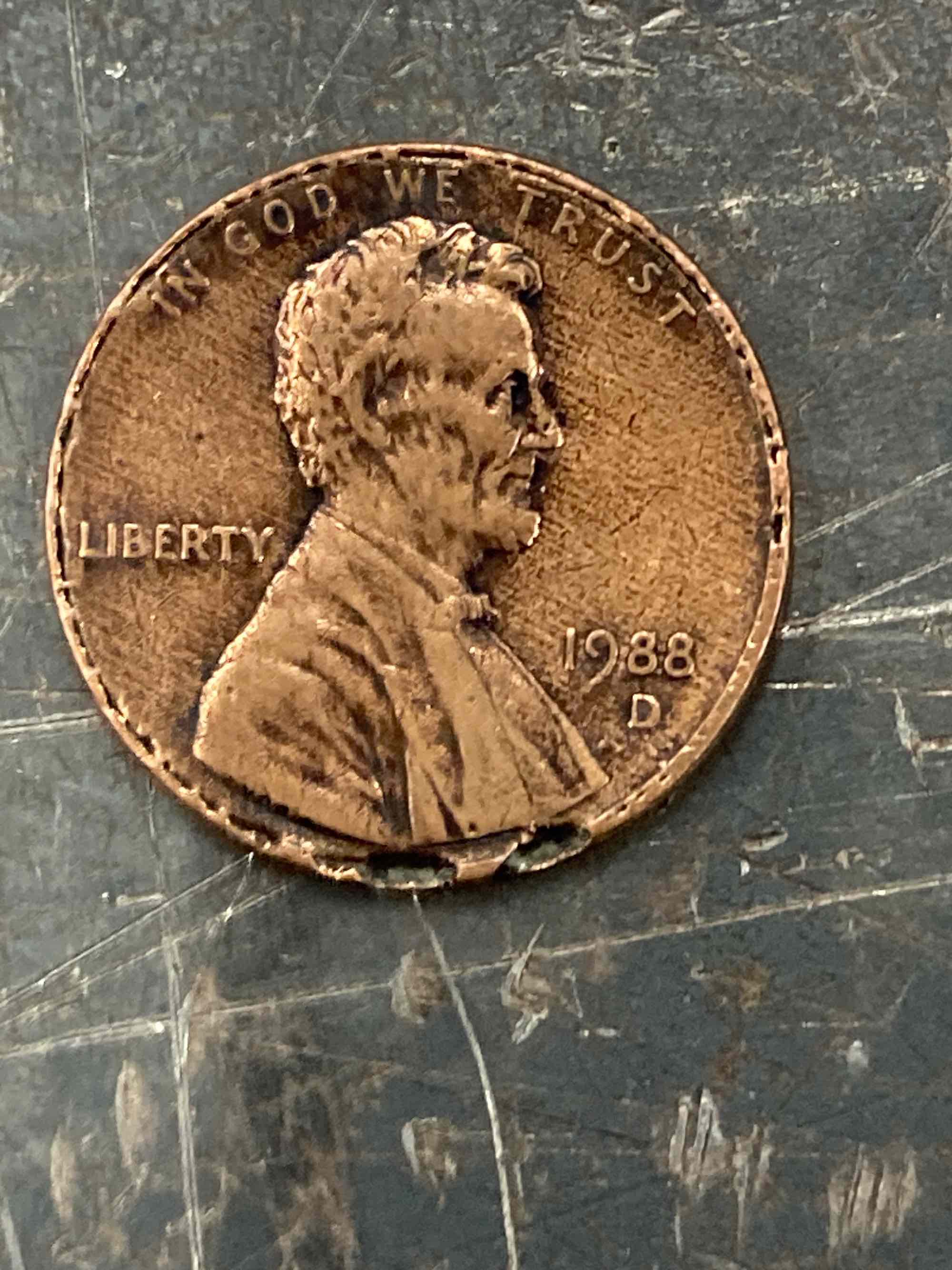 Cool-Looking-Damage-On-1988-Penny