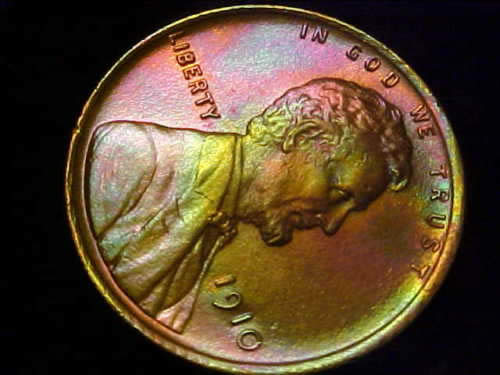 1910-Lincoln-Penny-Amazing-Rainbow-Toner-With-Cartwheel-Effect-Strong