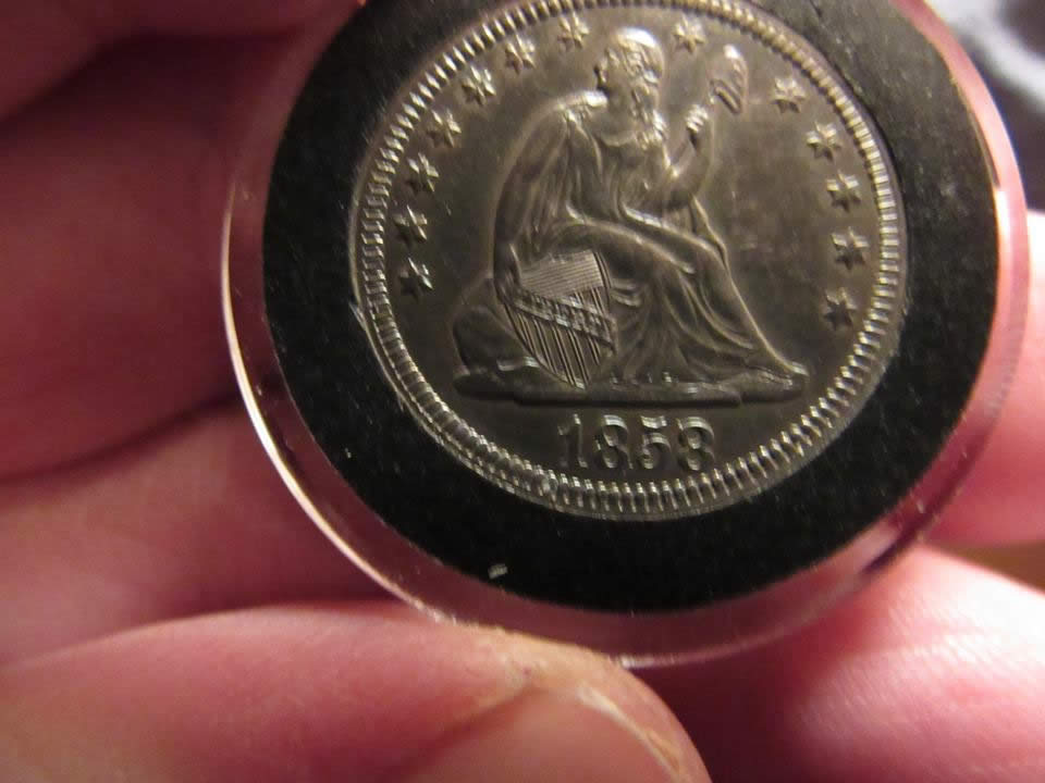 Monster-1858-Ungraded-Seated-Liberty-Quarter-Appears-To-Be-Cameo-High-Grade