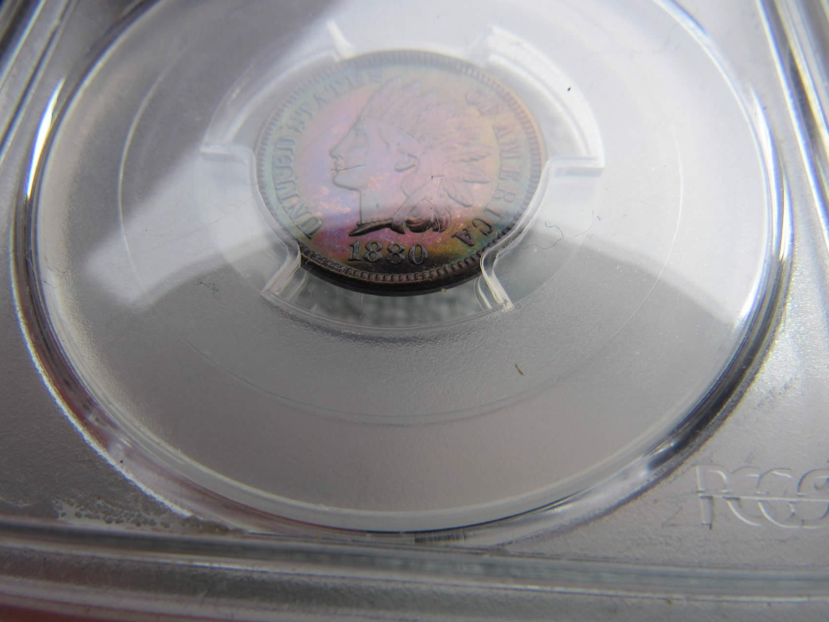 1880-Indian-Head-Cent-Proof-PCGS-BN-65-Monster-Color-Obverse-Revererse