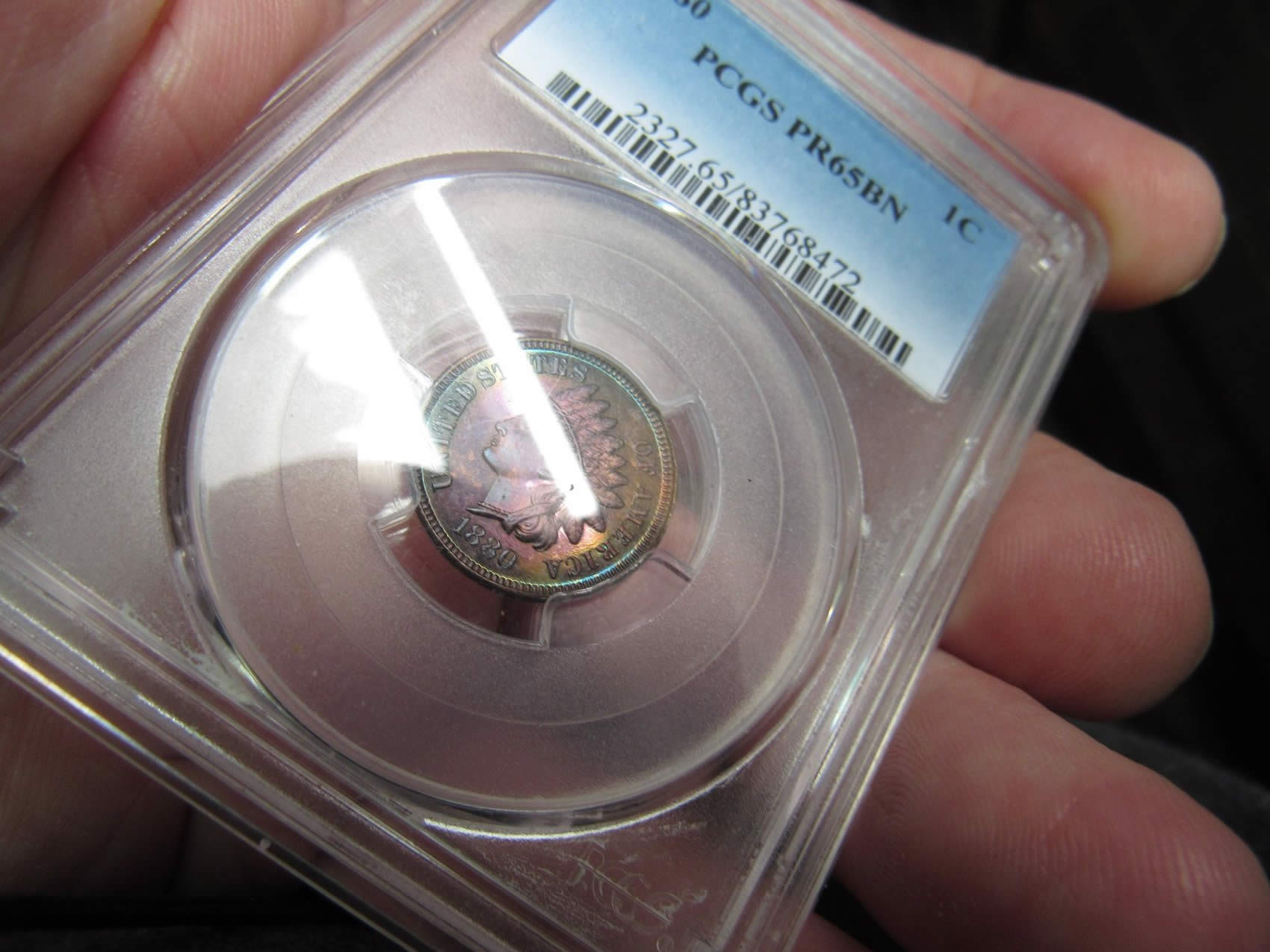 1880-Indian-Head-Cent-Proof-PCGS-BN-65-Monster-Color-Obverse-Revererse