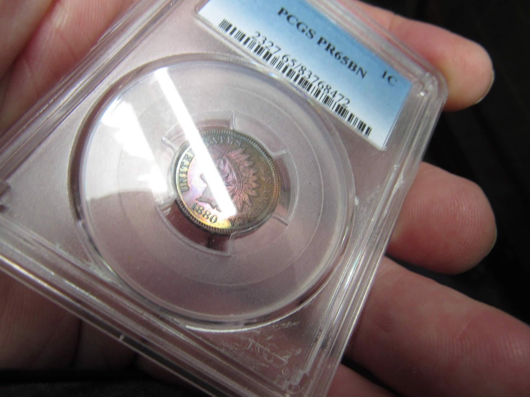 1880-Indian-Head-Cent-Proof-PCGS-BN-65-Monster-Color-Obverse-Revererse