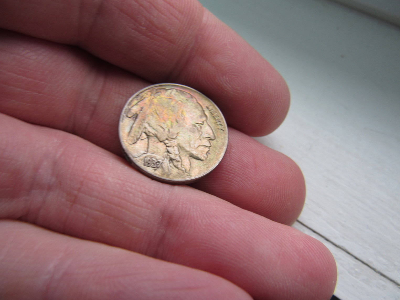 1937-Buffalo-Nickel-Raw-Colorful-Obverse-W/-Slighty-Colorful-Revers
