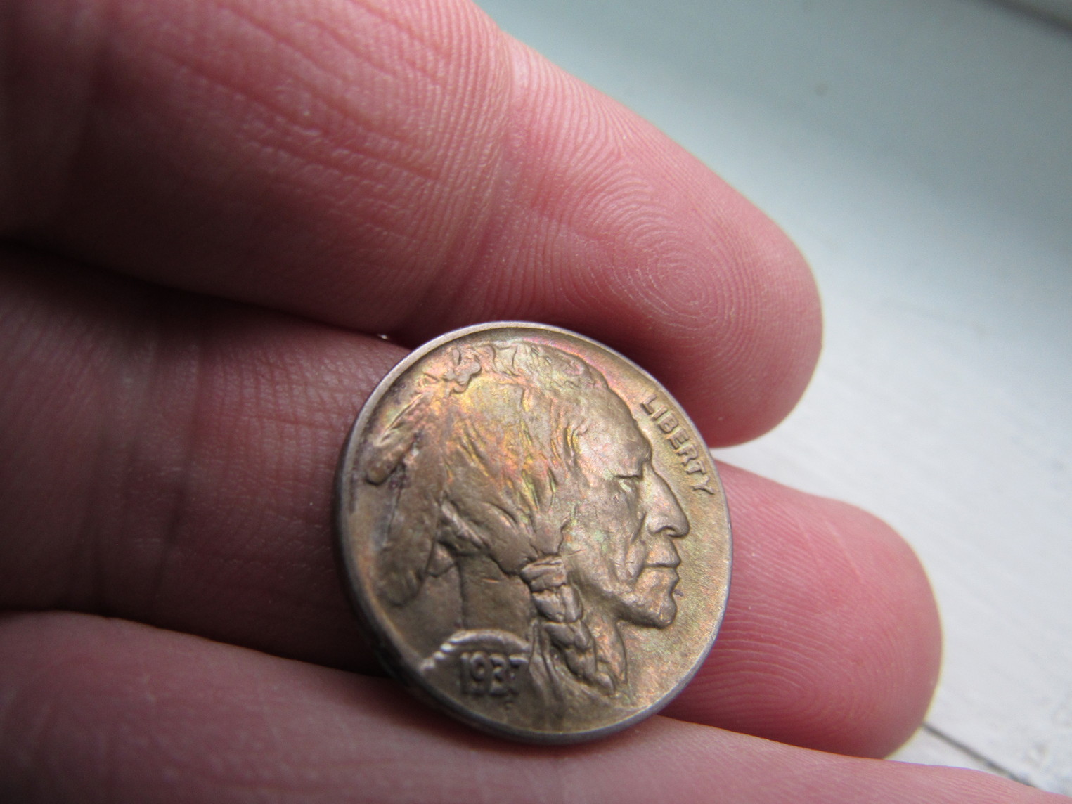 1937-Buffalo-Nickel-Raw-Colorful-Obverse-W/-Slighty-Colorful-Revers