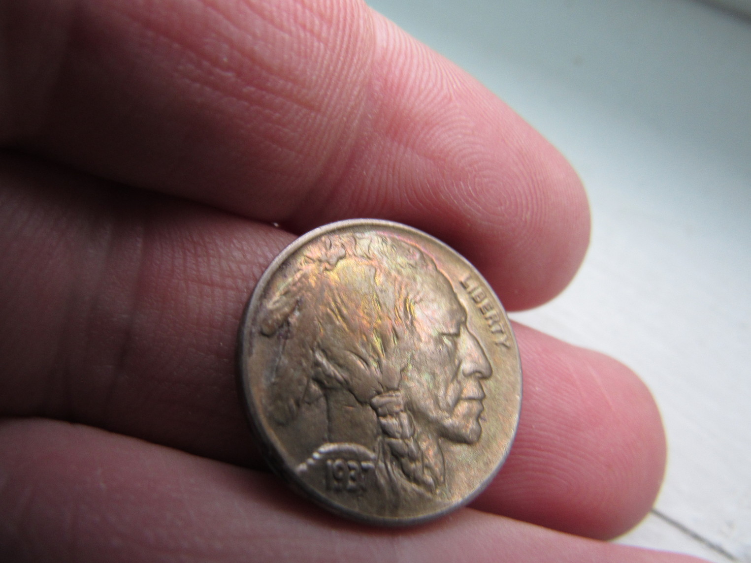 1937-Buffalo-Nickel-Raw-Colorful-Obverse-W/-Slighty-Colorful-Revers