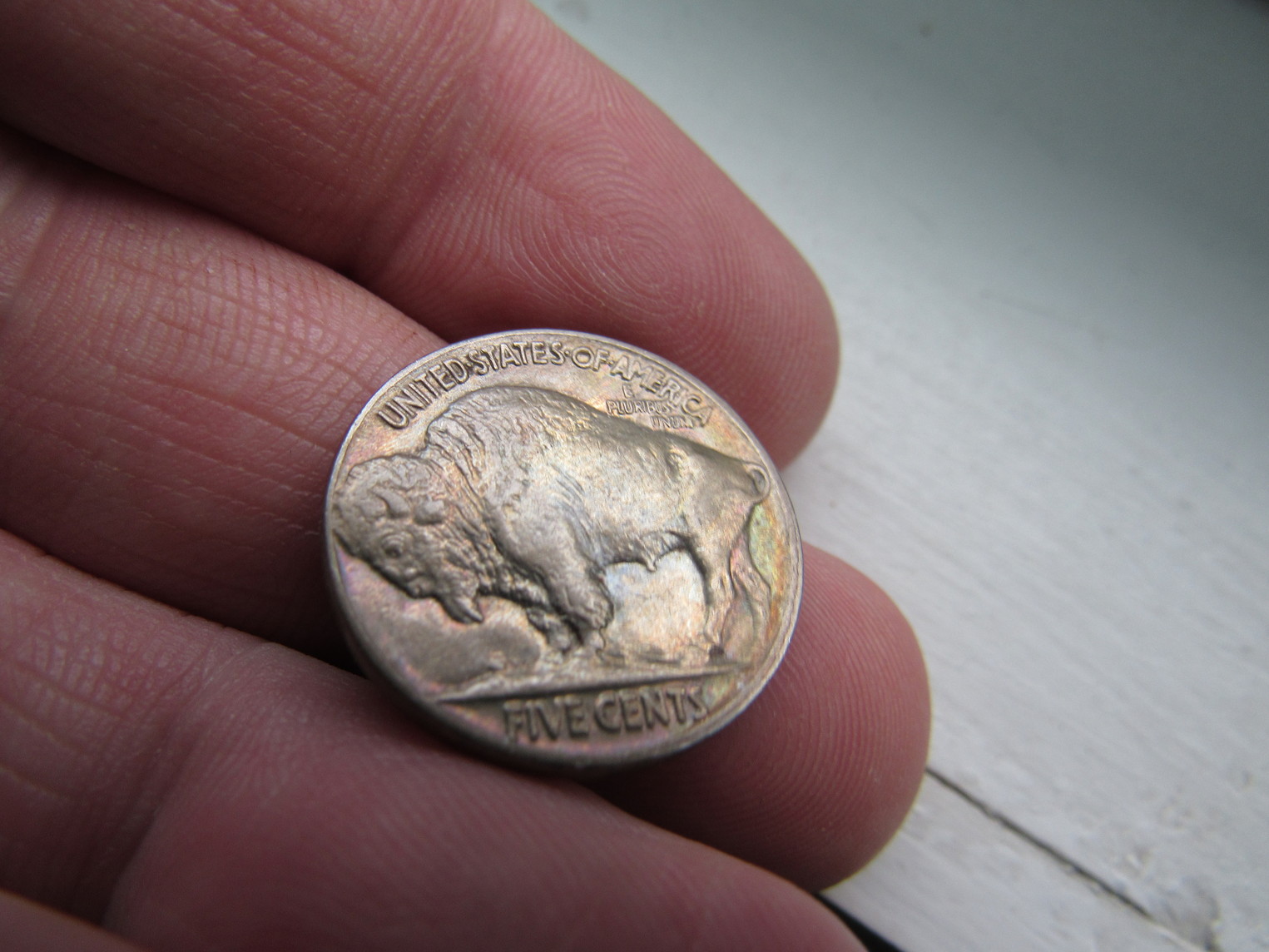 1937-Buffalo-Nickel-Raw-Colorful-Obverse-W/-Slighty-Colorful-Revers