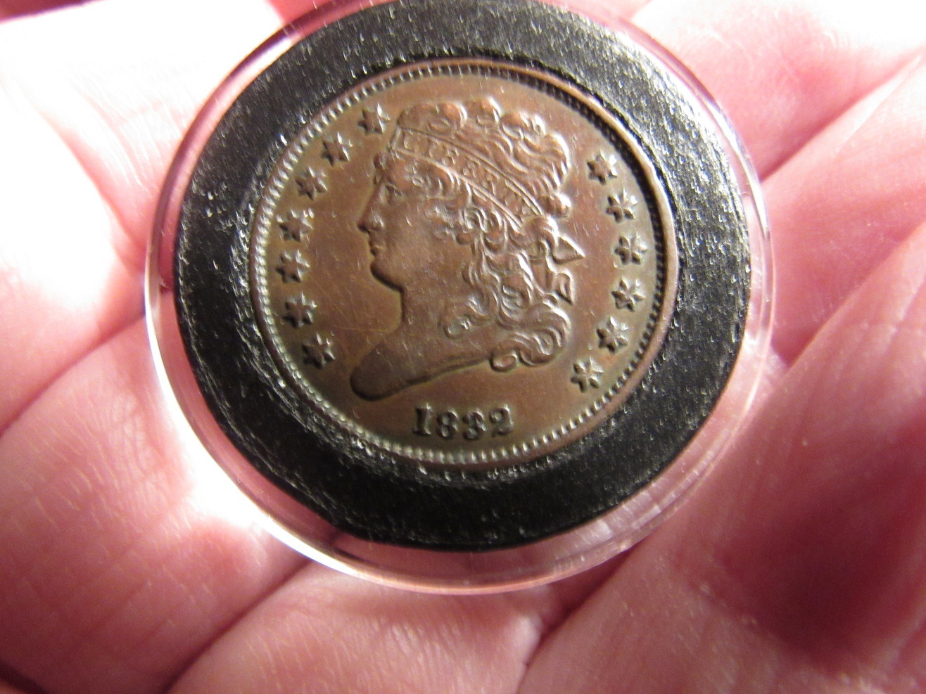 1832-Half-Cent-Colorful-Toning-Raw