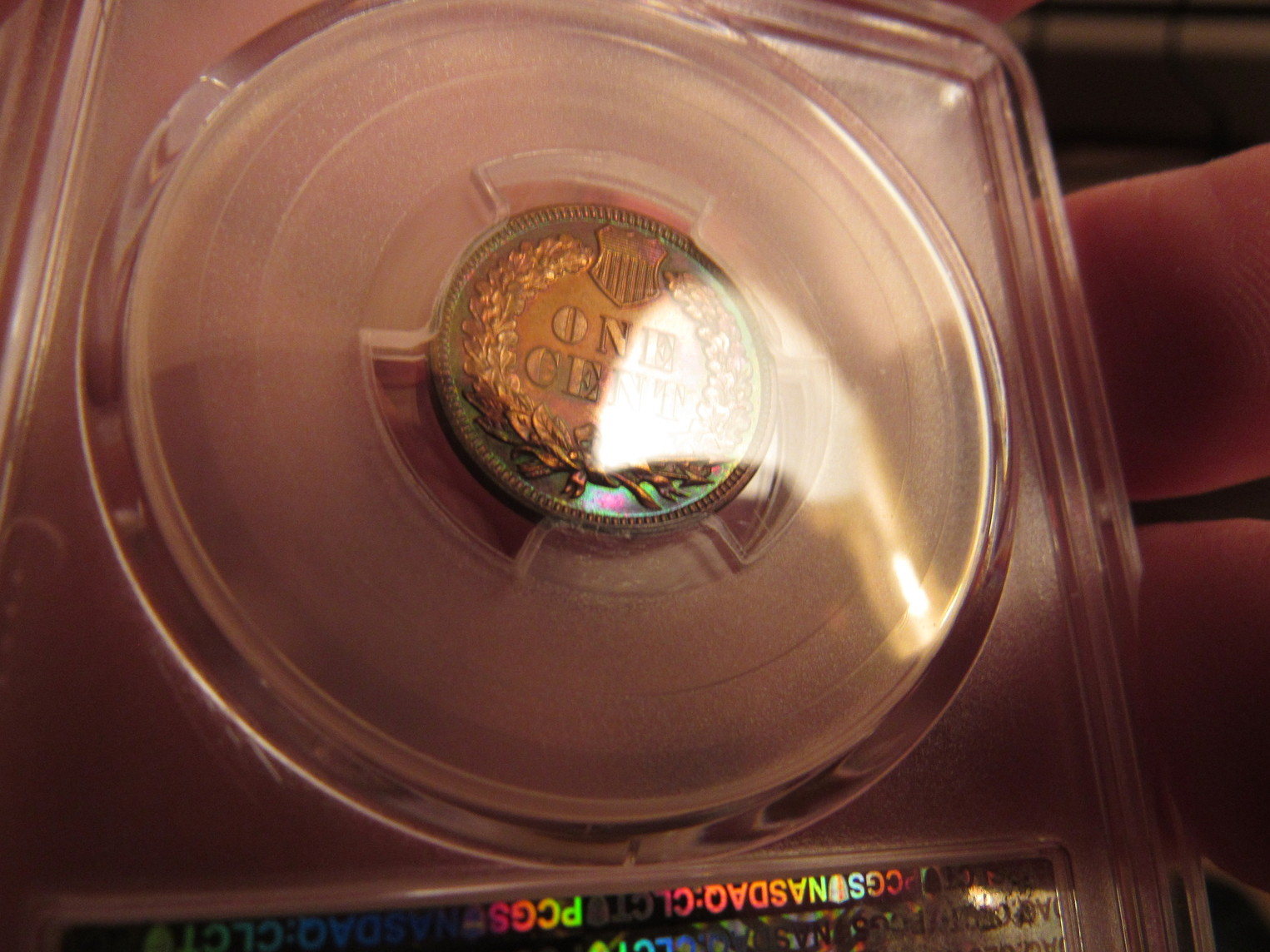 1897-Indian-Cent-Proof-PCGS-R/B-PF-63-Very-Colorful