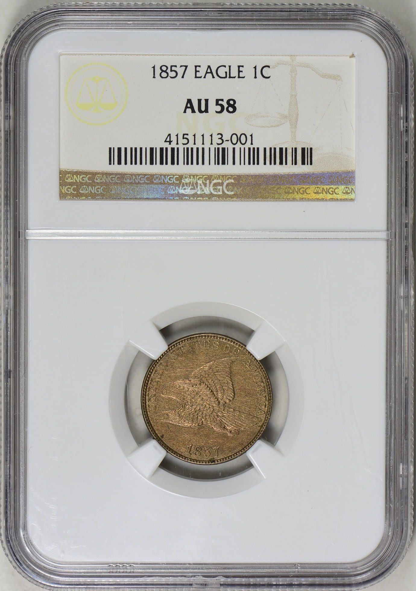 1857-Flying-Eagle-AU-58-NGC-Original-Seller's-Photo