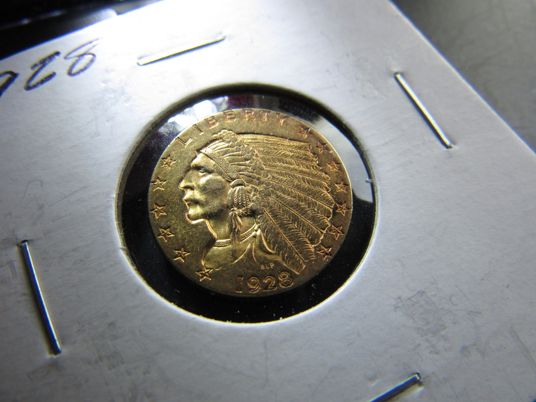 1927-&1928-Around-AU-Raw-$2.50-Gold-Indians