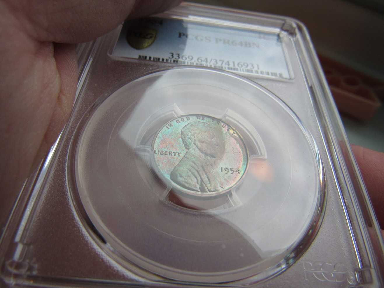 1954-PR-64RB-Lincoln-Cent-Pop-3/2-And-1961-PR-67RD-Lincoln-Cent-With-Color