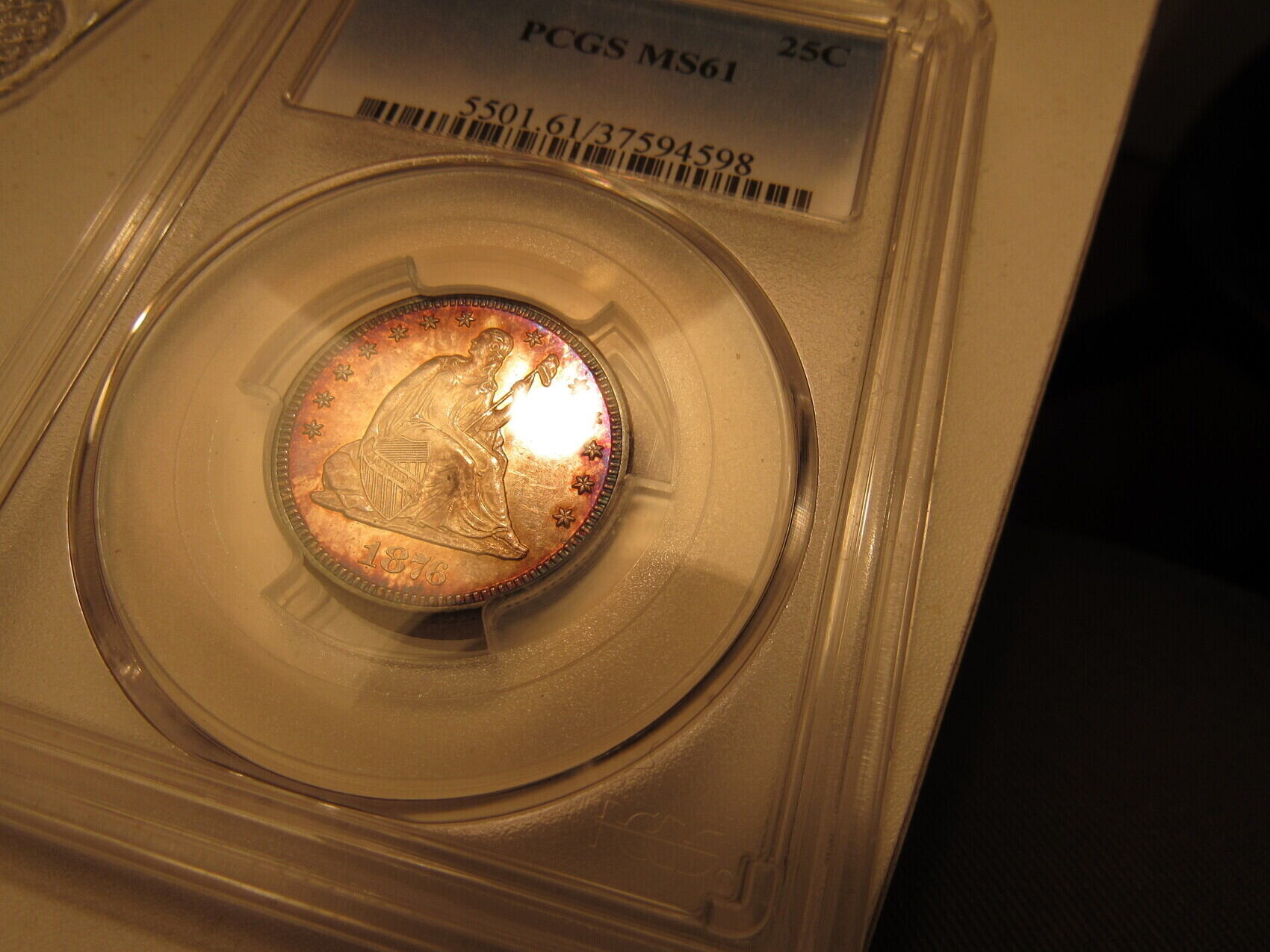 1876---MS-61-PCGS-Graded-Seated-Liberty-Quarter