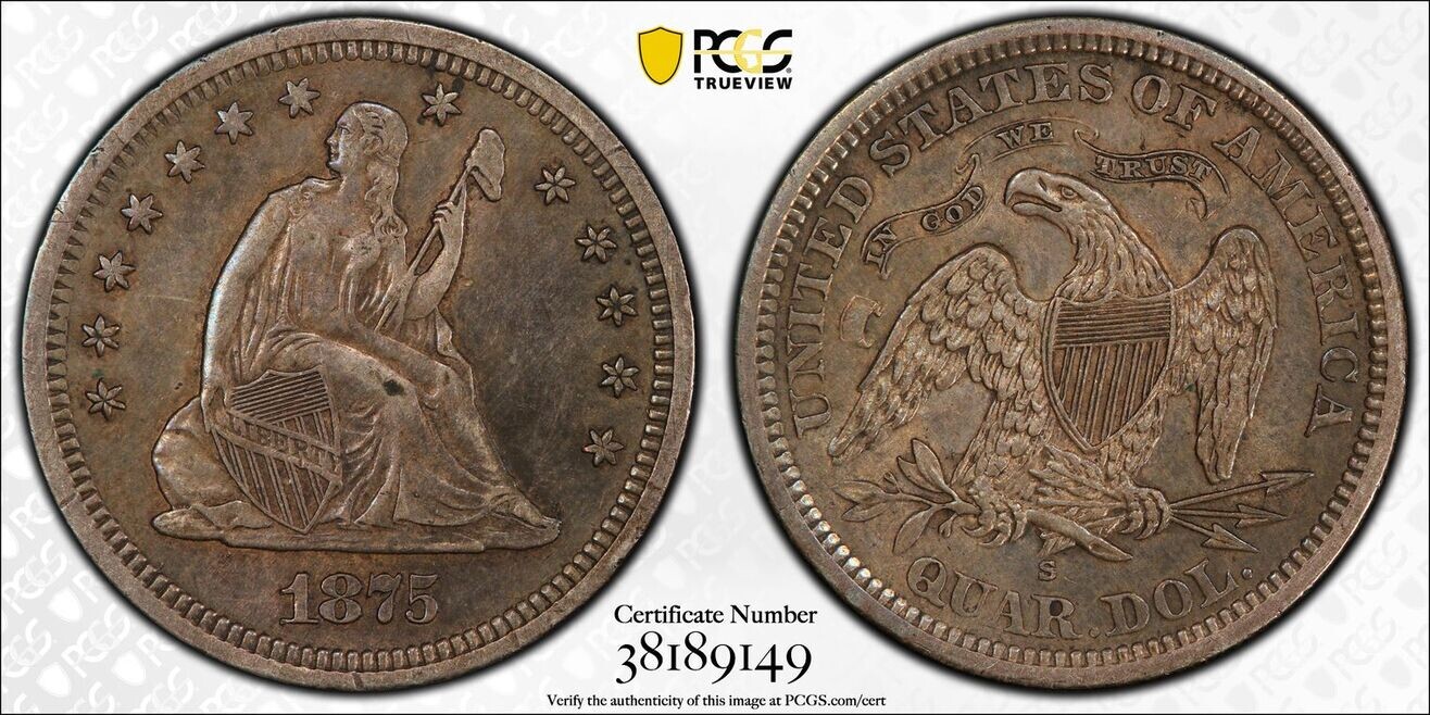 1875-S-Seated-Liberty-Quarter-PCGS-AU-50