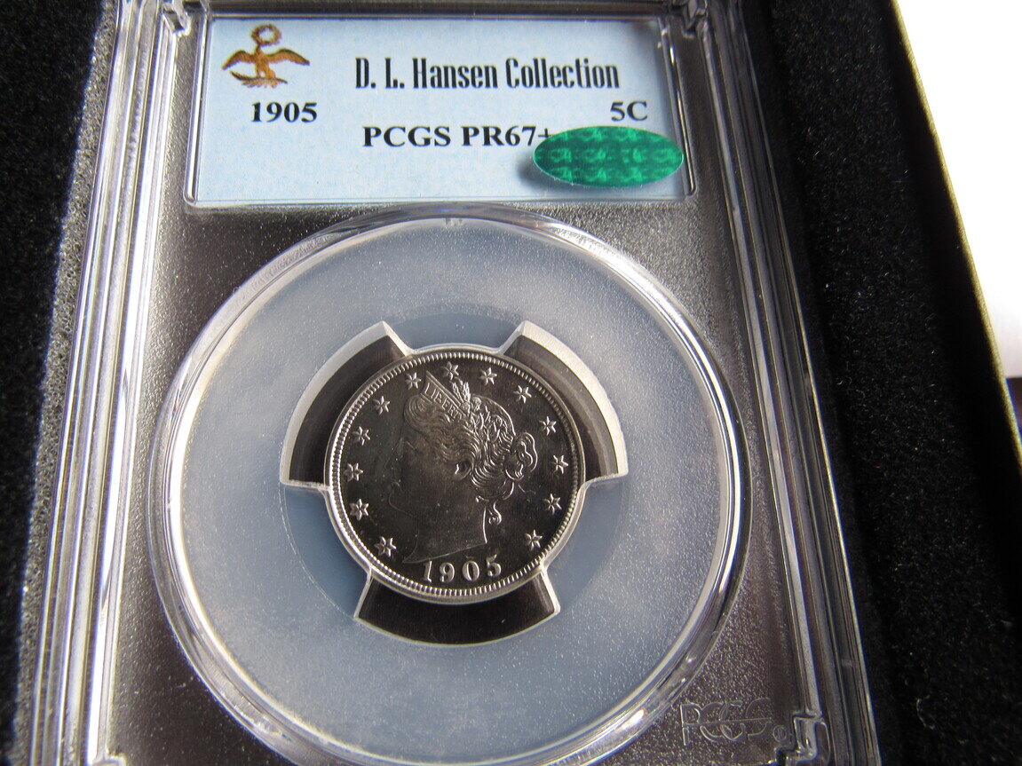 1905-PCGS-PF-67+-V-Nickel-CAC-Ex:-Hansen
