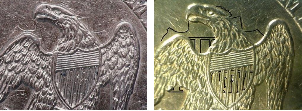 1857-Flying-Eagle-Cent--Reverse-Die-Clash-With-Seated-Quarter,-FS-901-Snow-8