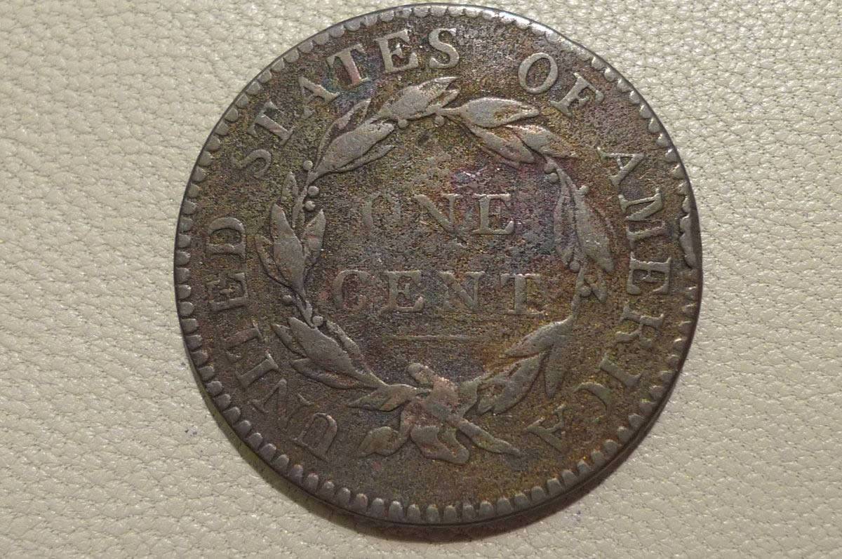 1821-One-Cent-,-Coronet-Head-.