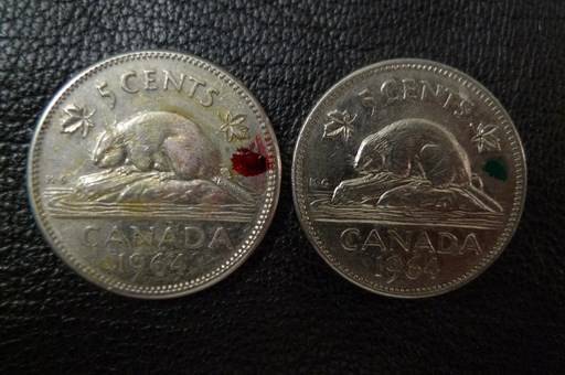 1964-Canada-5-Cents-:-Planchet-Errors