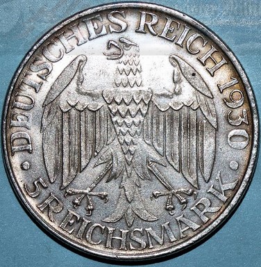 Germany--Weimar-Republic-1930-G-5-Reichsmark-Graf-Zeppelin,