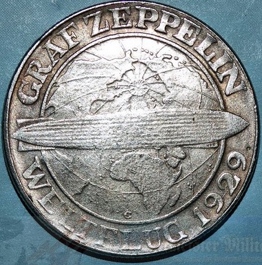 Germany--Weimar-Republic-1930-G-5-Reichsmark-Graf-Zeppelin,
