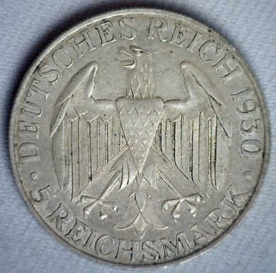 Germany--Weimar-Republic-1930-G-5-Reichsmark-Graf-Zeppelin,