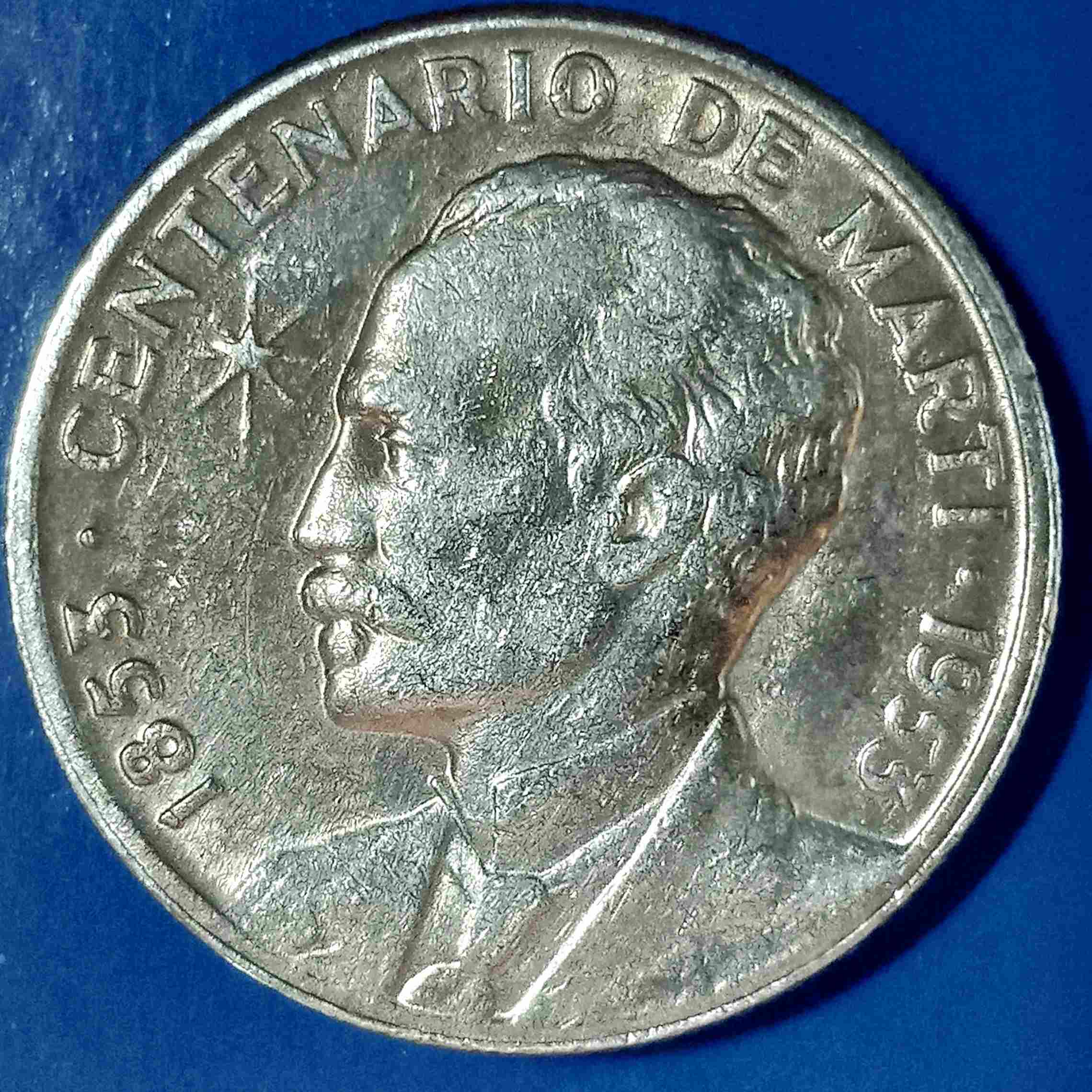 Cuba-25-Centavos-1953-Marti-Centennial
