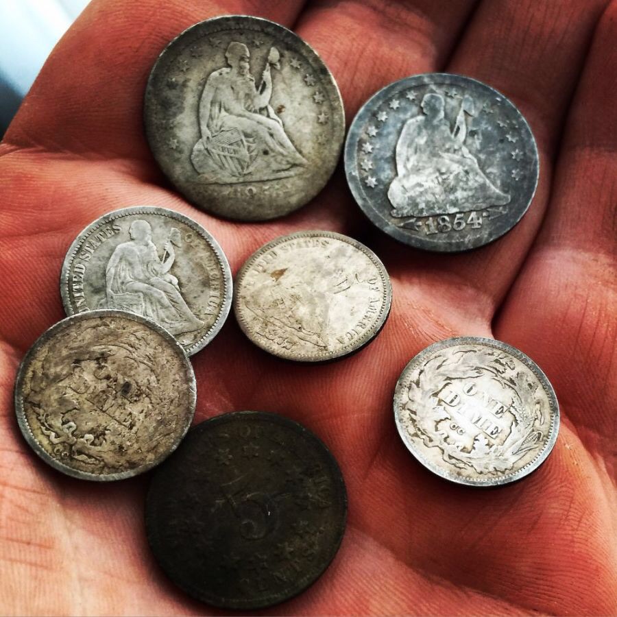 Dug-Up-A-Sweet-Key-Date-1854-Huge-O-25c-And-Some-CC's