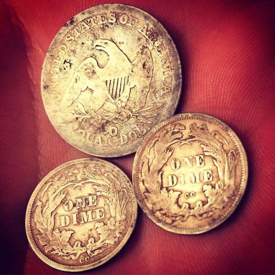Dug-Up-A-Sweet-Key-Date-1854-Huge-O-25c-And-Some-CC's