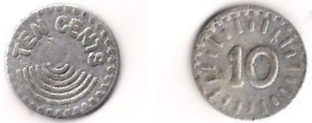 Unidentified-Aluminum-Ten-Cent-Token/Coin