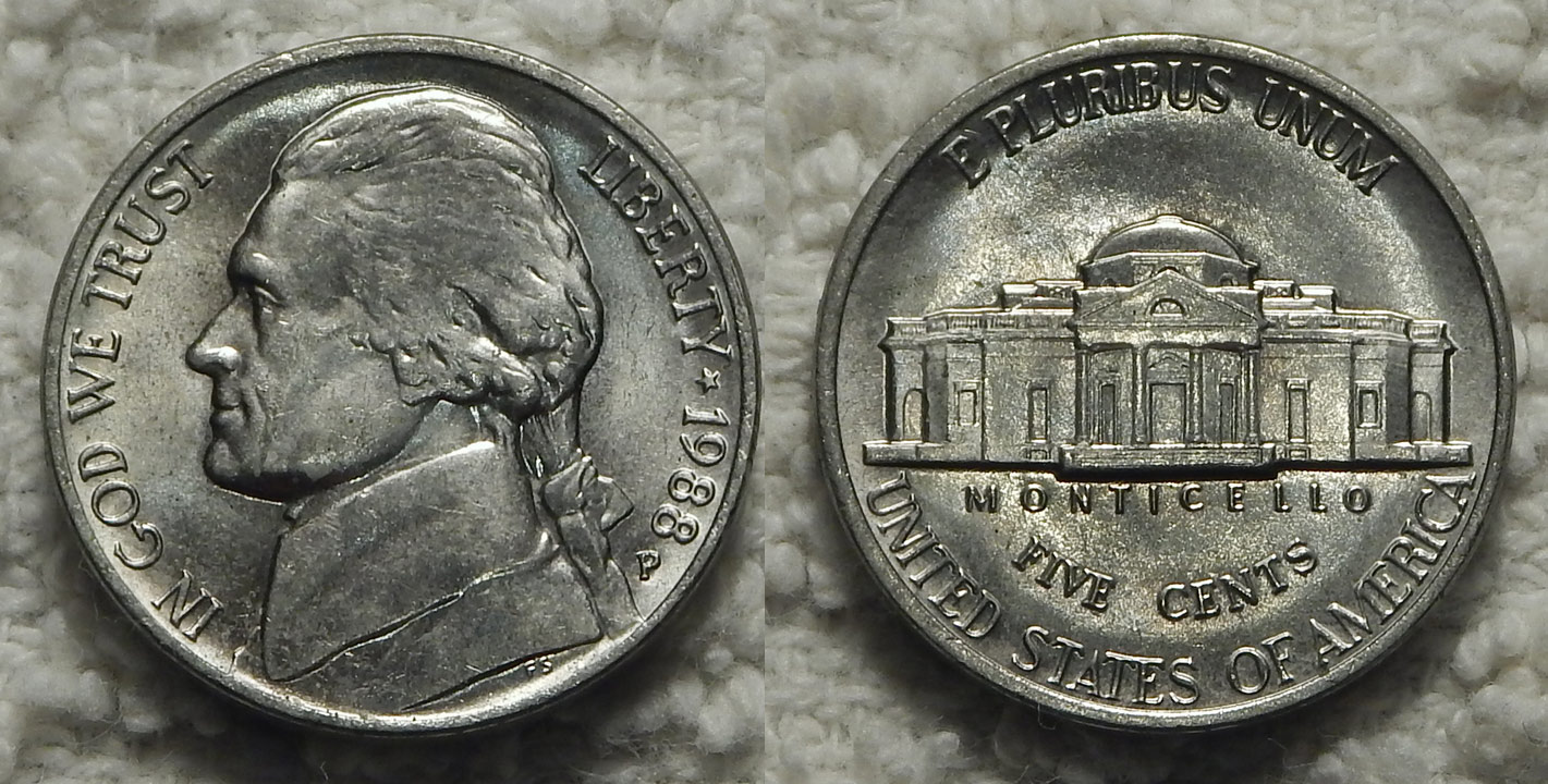 1988-P-Jefferson-Nickel-From-Circulation