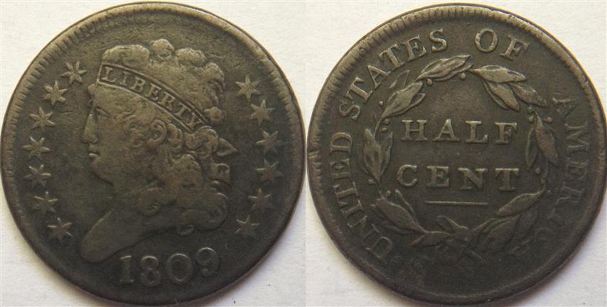 1809-Half-Cent---Raw