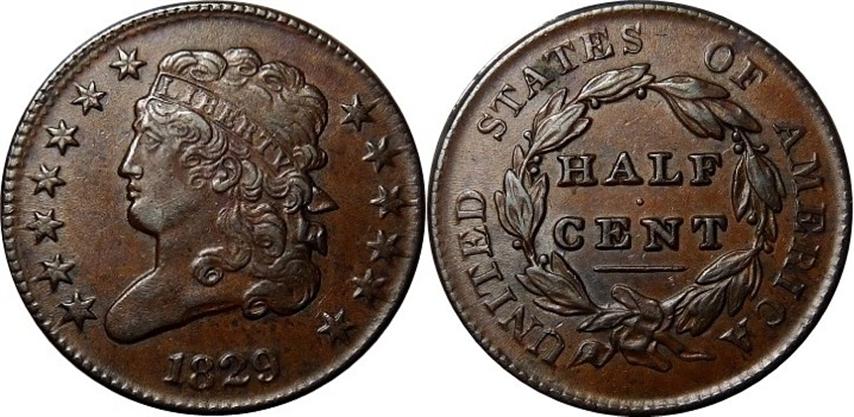 1829-Half-Cent---Raw
