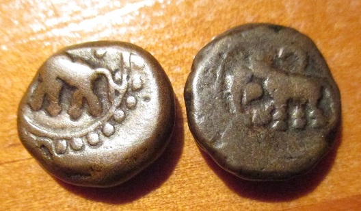 Elephant-Token-?-With-A-Crescent-Moon-And-Dots,-From-India