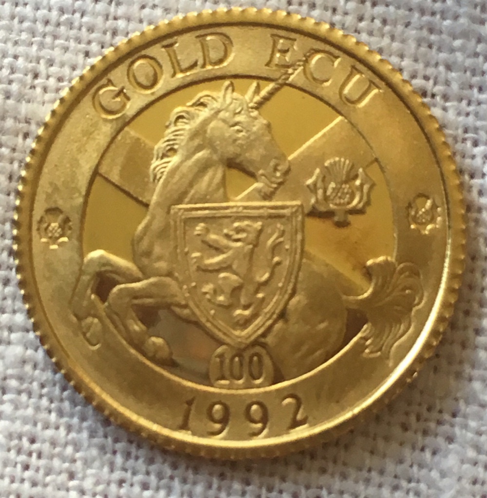 1992-Scottish-Gold-Proof/Uncirculated-Gold-Ecu