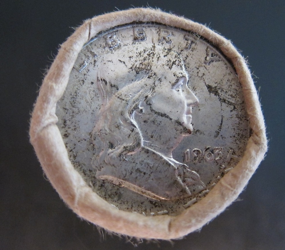Value?-$20-Halves-Franklin-Double-Shotgun-Roll-1963-D
