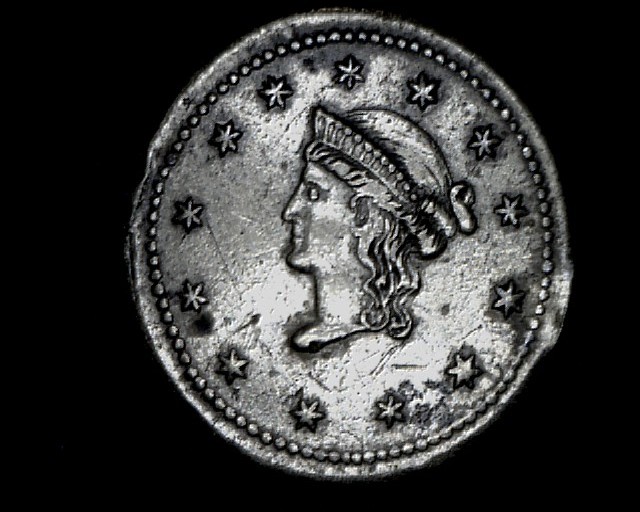 1861-Gold-Dollar-Struck-In-Copper/Bronze