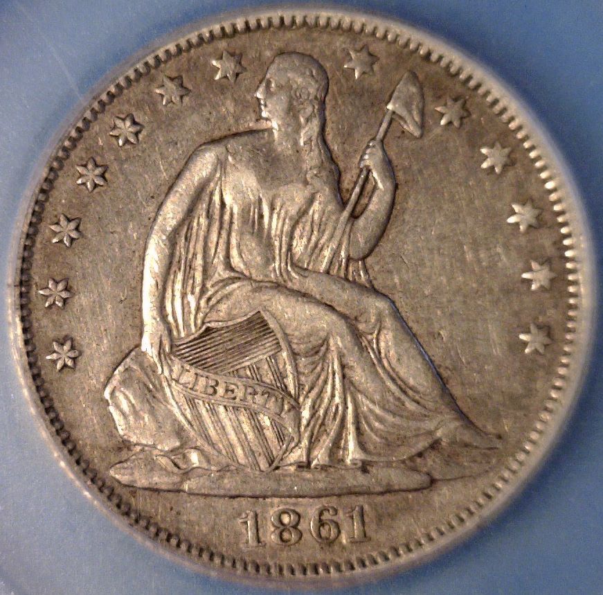 1861-O-Seated-Half,-Low-Grade,-Possible-Speared-Bud?