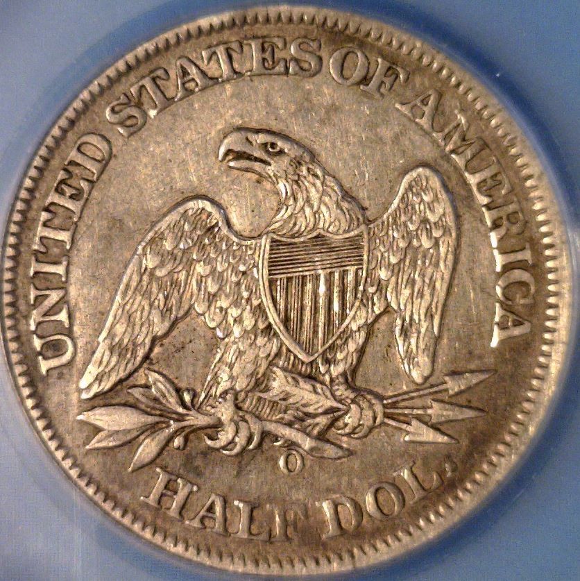 1861-O-Seated-Half,-Low-Grade,-Possible-Speared-Bud?