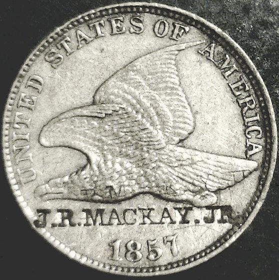 1857-Flying-Eagle-1c-W/-D.s.-Parker-Counterstamp-Uncirculated!