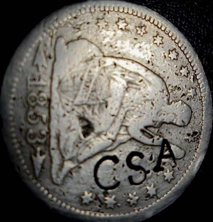 C-S-A.---Counterstamp-On-An-1853-Dime-....-Imho,-Spurious-At-Best!