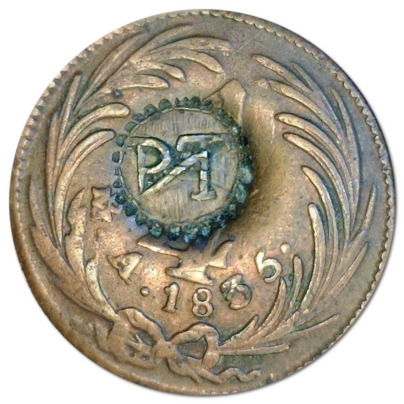 Suspected-Plantation-Token-On-An-1836-Mexican-Quartilla-.