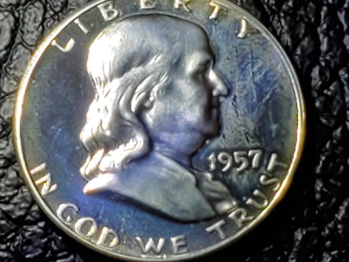 1957-Franklin-Half-Dollar-Proof.-Curious-Of-Grade,-Bell-Lines,-Cameo?