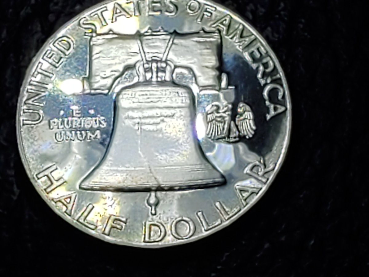 1957-Franklin-Half-Dollar-Proof.-Curious-Of-Grade,-Bell-Lines,-Cameo?