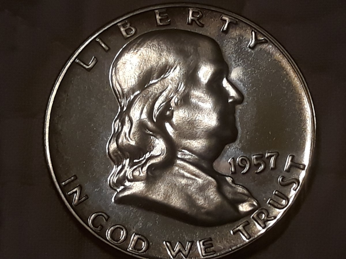 1957-Franklin-Half-Dollar-Proof.-Curious-Of-Grade,-Bell-Lines,-Cameo?